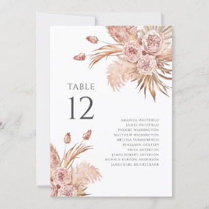 Blumen Pampasgras Tisch Nummer Hochzeitssitzordnun