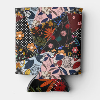 Blumen-Patchwork: Elegantes Illustrationsmuster Dosenkühler