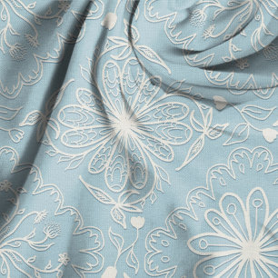 Blumen-Patchwork-Vintage-Blau illustriertes Muster Stoff