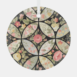 Blumen-Patchwork-Vintage-Nahtloses Muster Ornament Aus Glas