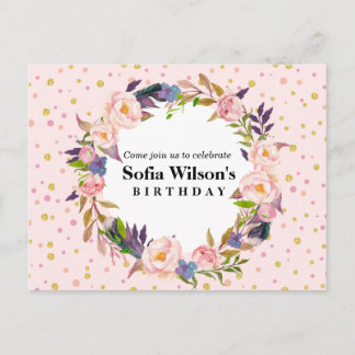 Blumen, Peelings, Geburtstag Einladung Postkarte