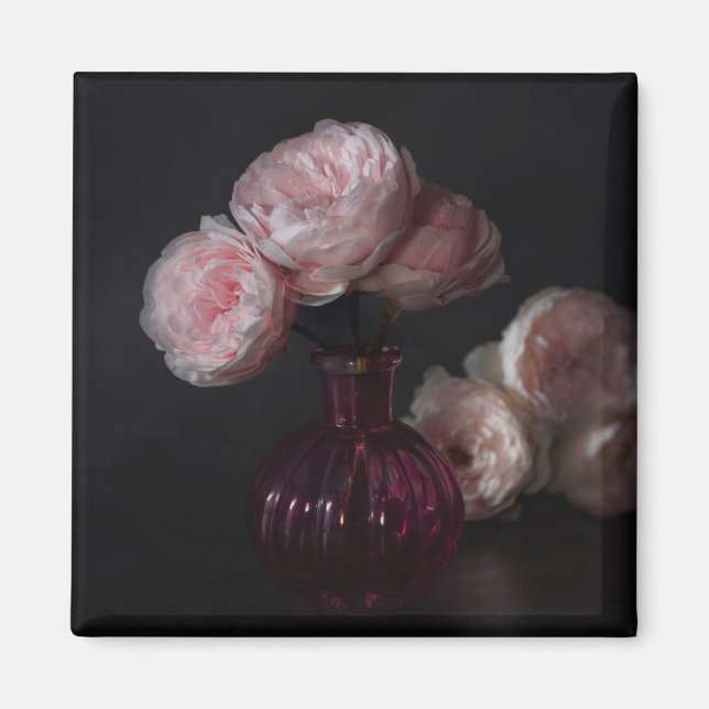 Blumen | Pellrosafarbene Erdnüsse in Vase Magnet (Vorne)