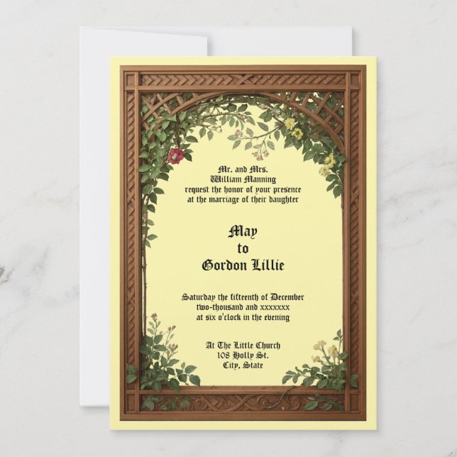 Blumen Pergola Rahmen Hochzeit Einladung (Vorderseite)