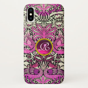 BLUMEN,PFauen UND DRACHEN EDElstein MONOGRAMM iPhone X Hülle