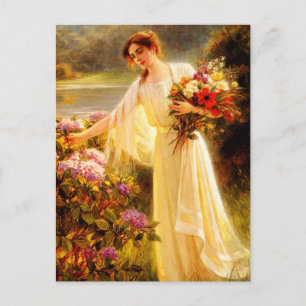 Blumen pflücken postkarte