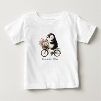 Blumen-Pinguin-Fahrrad-Baby-T-Shirt Baby T-shirt