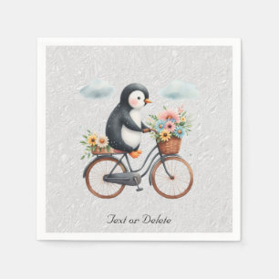 Blumen-Pinguin-Fahrrad-Servietten Serviette