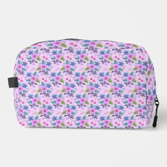 Blumen Pink Blaue Violette Blumen Muster-36841 Waschbeutel (Vorderseite)