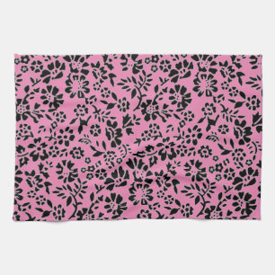 BLUMEN/ PINK & SCHWARZE KÜCHE HAND TOWEL! GESCHIRRTUCH