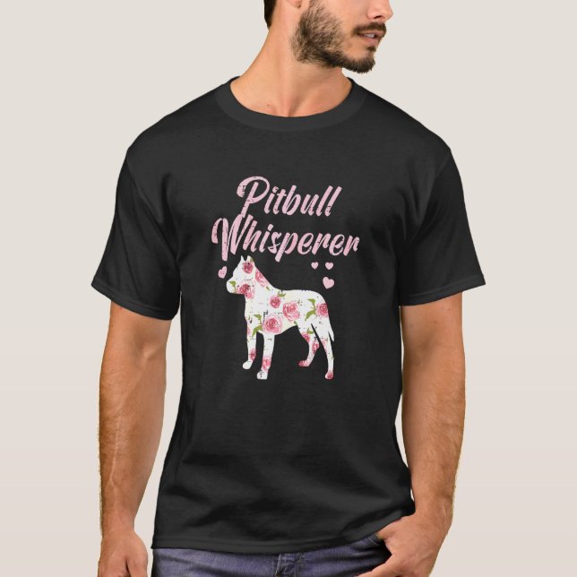 Blumen-Pitbull-Flüsterer-Hundebesitzer-Mädchen-Fra T-Shirt (Vorderseite)