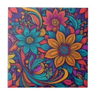 Blumen- Pop-Art- Druck Fliese