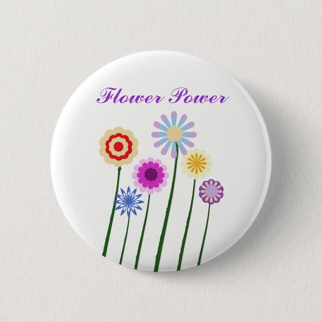 Blumen-Power, bunte digitale Kunst-Blumen knöpfen Button (Vorderseite)