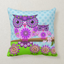Blumen-Power Eule und ihr Owlet Kissen