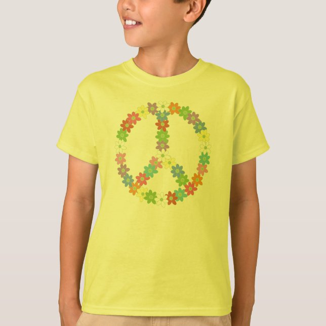 Blumen-Power-Friedenszeichen T-Shirt (Vorderseite)