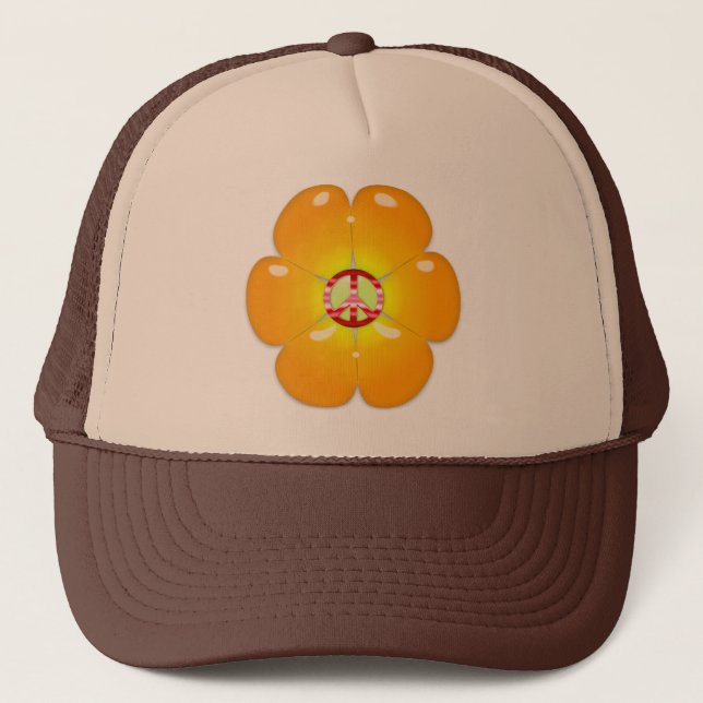 Blumen-Power-Friedenszeichen Truckerkappe (Vorderseite)
