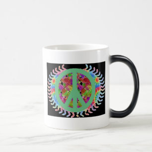 Blumen-Power-Friedenszeichen-verwandelnde Tasse