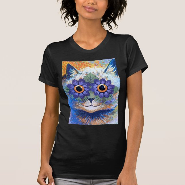 Blumen-Power-Katze T-Shirt (Vorderseite)