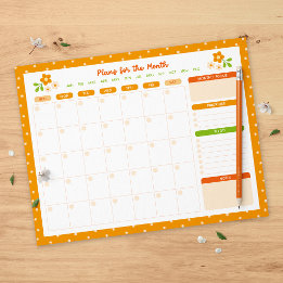 Blumen Punkte Monatlicher Sonntag Start Planer Notizblock