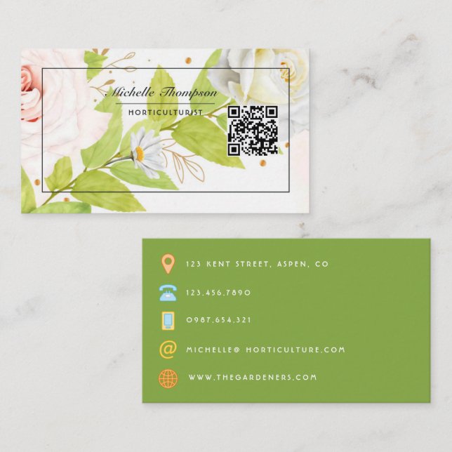 Blumen-QR-Code-Visitenkarte Visitenkarte (Vorne/Hinten)