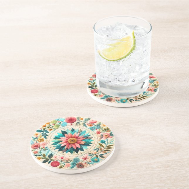 Blumen-Quiltmuster  Getränkeuntersetzer (Seite)
