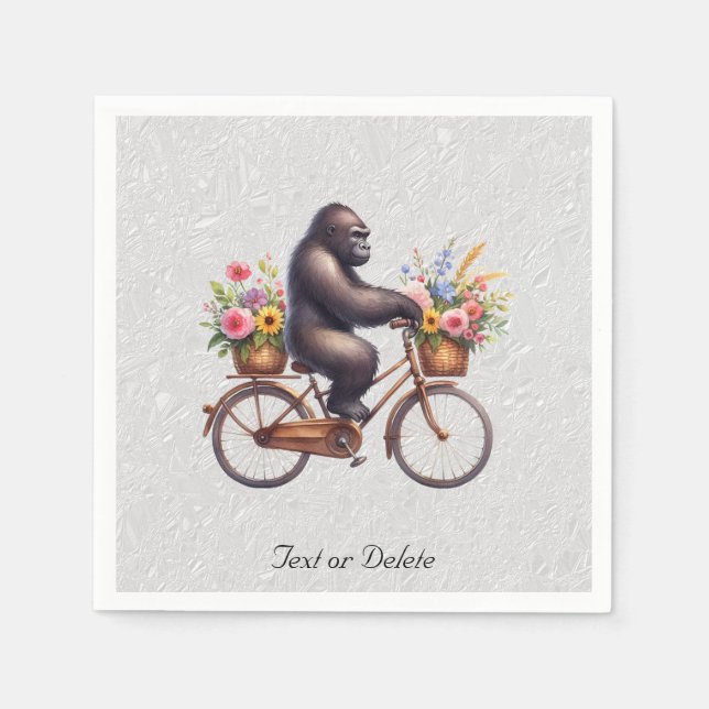 Blumen-Rad-Gorilla-Servietten Serviette (Vorderseite)