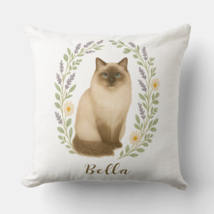 Blumen-Ragdoll-Katzenrahmen mit personalisiertem N Kissen