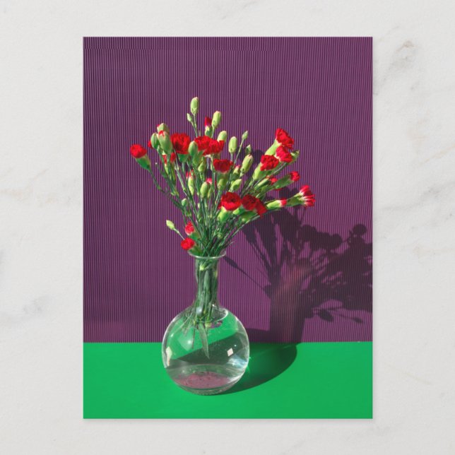 Blumen | Red Caranet Bouquet Postkarte (Vorderseite)