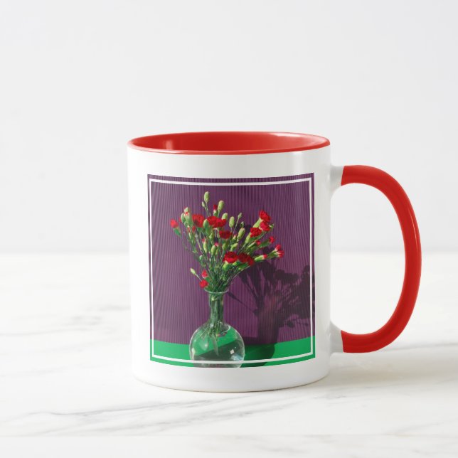 Blumen | Red Caranet Bouquet Tasse (Rechts)