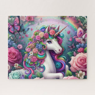 Blumen Regenbogen Einhorn Puzzle