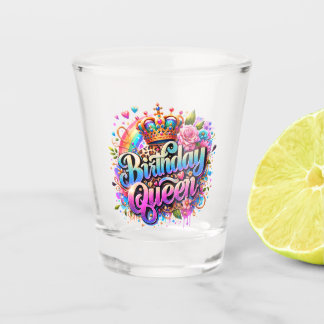 Blumen Regenbogen Geburtstagskönigin Schnapsglas