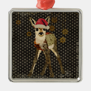 Blumen Reh Weihnachten Schwarze Sterne Weihnachtsb Silbernes Ornament