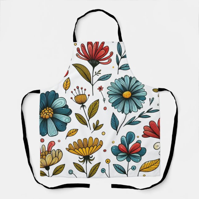 Blumen- Retro- Folklore- Kunstschürze Schürze (Vorderseite)