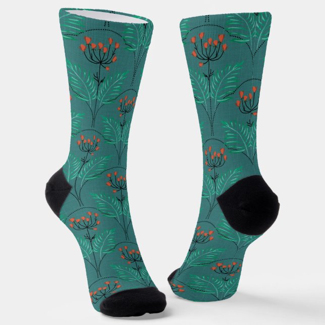 Blumen-Retro-Muster im Art Deco-Stil. Socken (Gewinkelt)