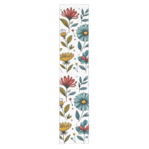 Blumen-Retro-Volkskunst Kurzer Tischläufer