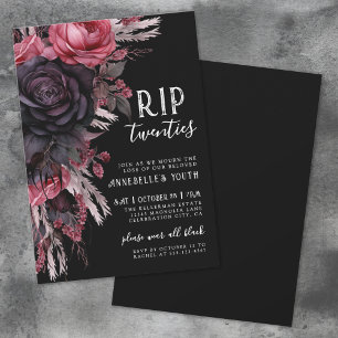 Blumen-RIP 20er Tod meiner Jugend 30. Geburtstag Einladung