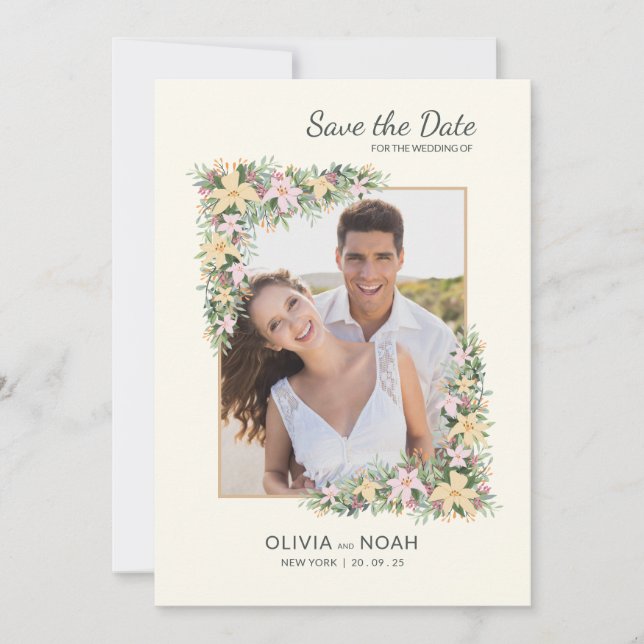 Blumen-Romantik-Foto-Save-the-Date-Karte Save The Date (Vorderseite)