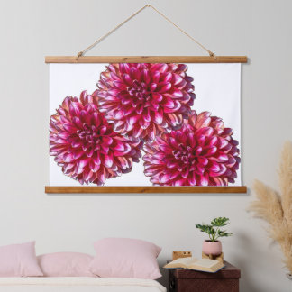 Blumen Rosa Dahlie Wandteppich Mit Holzrahmen