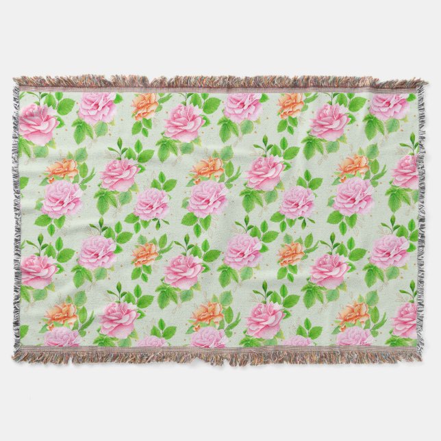 Blumen-Rosa-Rosen-Muster-23670 Decke (Vorderseite)