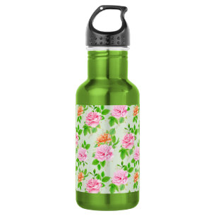 Blumen-Rosa-Rosen-Muster-23670 Edelstahlflasche