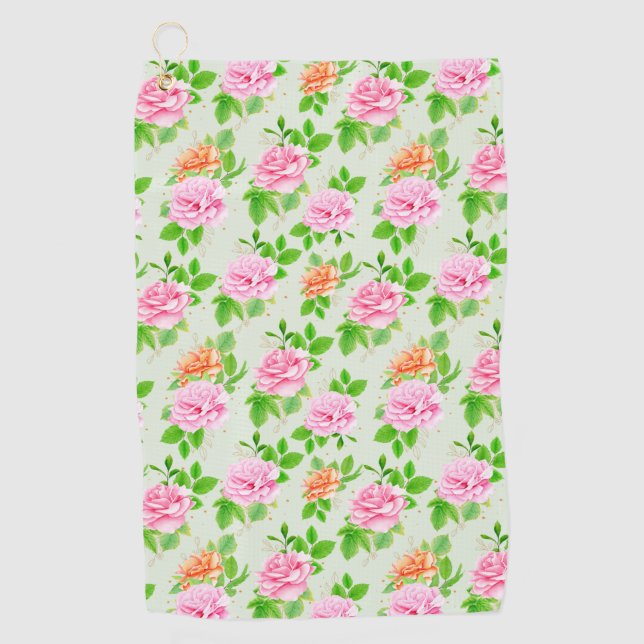 Blumen-Rosa-Rosen-Muster Golfhandtuch (Vorderseite)