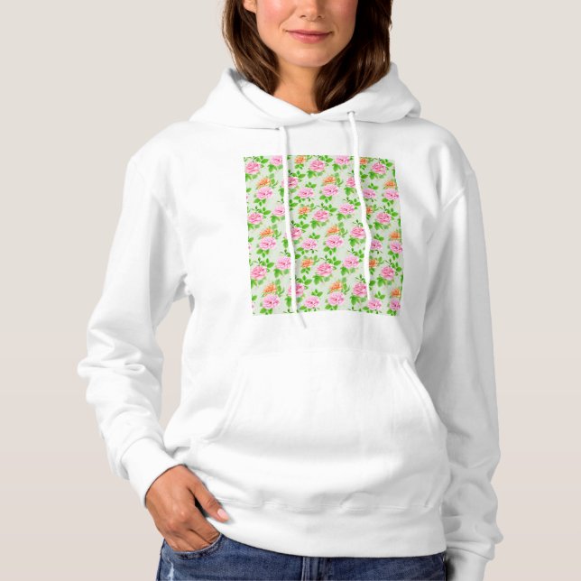 Blumen-Rosa-Rosen-Muster Hoodie (Vorderseite)