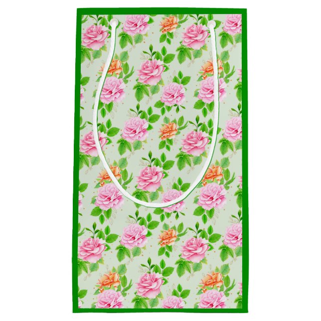 Blumen-Rosa-Rosen-Muster Kleine Geschenktüte (Vorderseite)