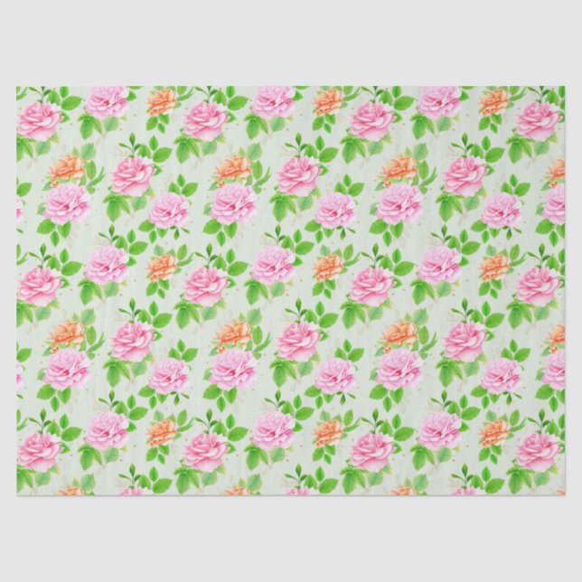 Blumen-Rosa-Rosen-Muster Seidenpapier (Vorderseite)