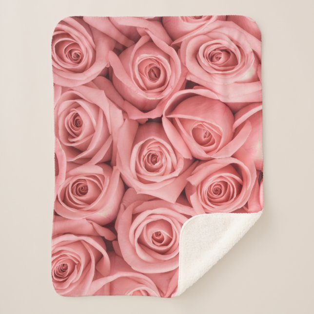 Blumen | Rosa Rosen Sherpadecke (Vorderseite)