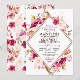 Blumen & Rose Gold Diamant Hochzeitseinladungen Einladung