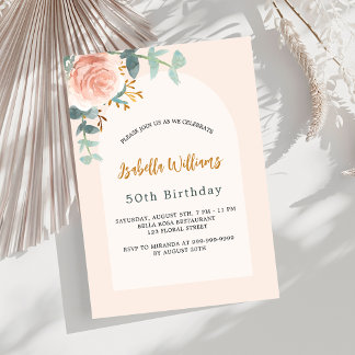 Blumen Rose Goldrötchen Luxus Geburtstag Einladung