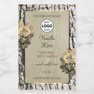 Blumen-Rosen-Baumrinden-Korn-Produktetiketten-Logo Lebensmitteletikett