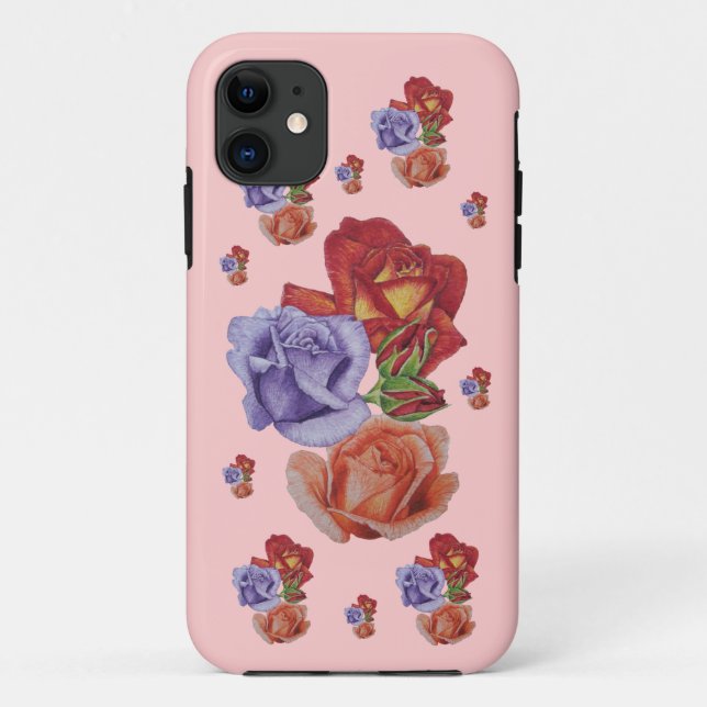 Blumen-Rosen- und Rosenknospenblumenkunst Case-Mate iPhone Hülle (Rückseite)