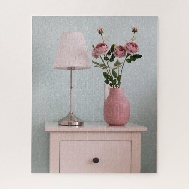 Blumen | Rosenstrahlen auf Nachtstand Puzzle (Vertikal)