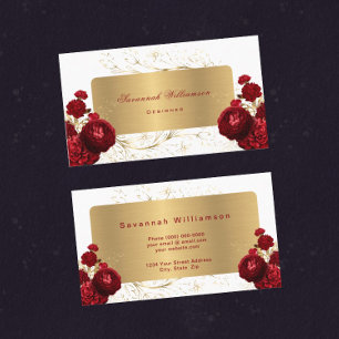 Blumen-Rote Rosen Gold anpassbar Visitenkarte